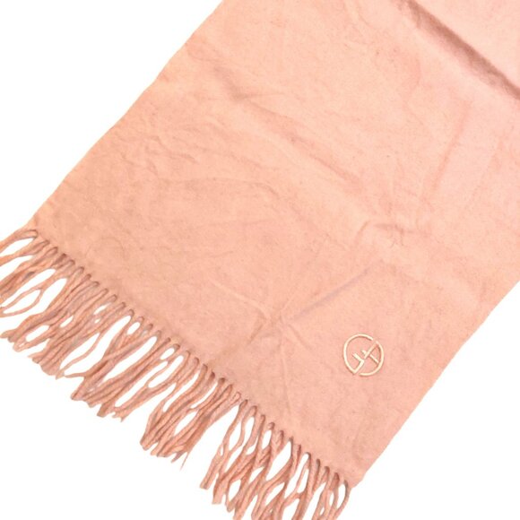 GIORGIO ARMANI Luxury Designer Vintage Logo Embroidered Light Pink Scarf - Picture 3 of 16